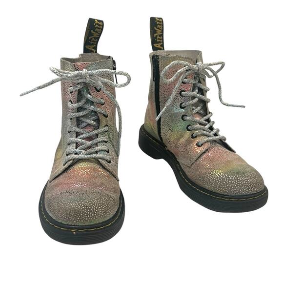 Dr. Martens 1460 Pascal Iridescent Rainbow Glitter Boots Junior Kids Size 2 - Picture 1 of 7